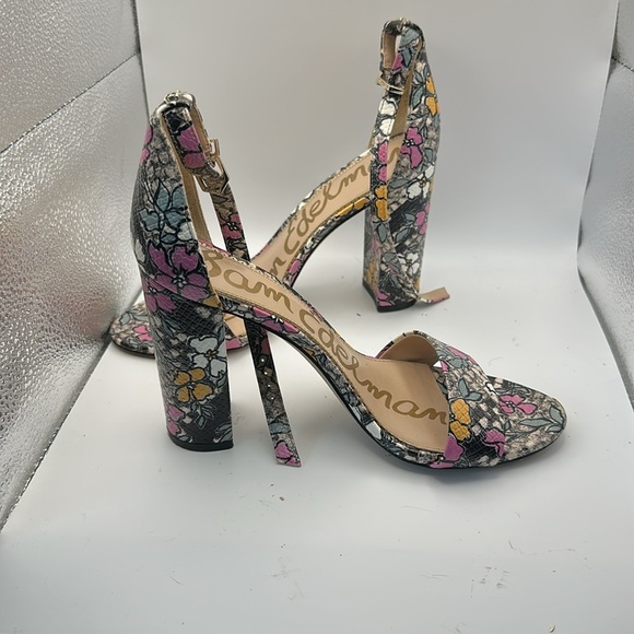 Sam Edelman Floral Heels - Black, Pink, Yellow - Picture 2 of 3